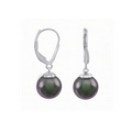 Gray Round Pearl on Drop Earrings